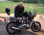 robert reil with his 1980 yamaha xs850 during restoration